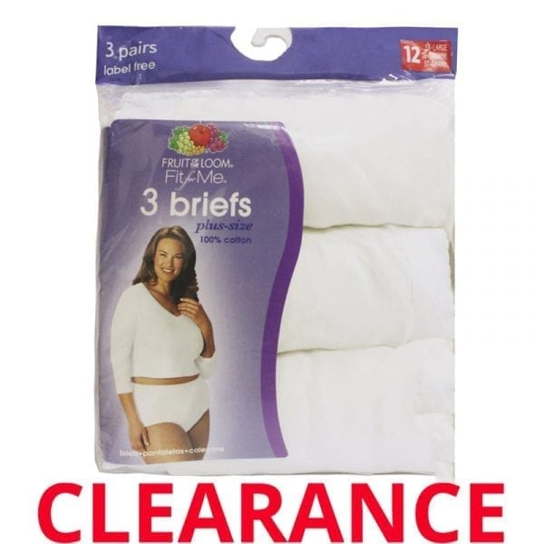 Wholesale Ladies' Plus-size 3-Pack White Cotton Briefs (Size: 5XL-6XL) ($1.50 each)