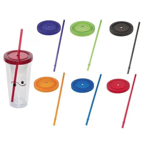 Double Walled Acrylic Tumbler with Straw