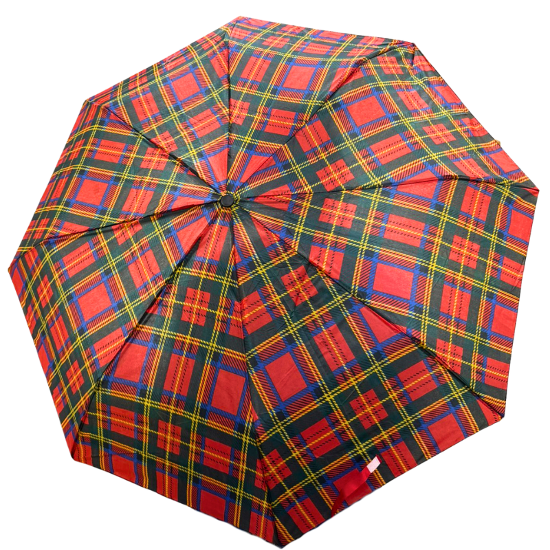Wholesale 3-Fold Umbrella with Wooden-Like Handle, Assorted Plaids - Image 3