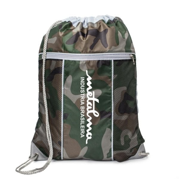 Two Tone Mesh & Nylon Cinch Bag - Image 3
