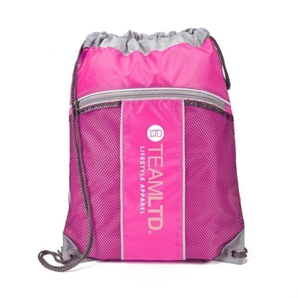 Two Tone Mesh & Nylon Cinch Bag - Image 9