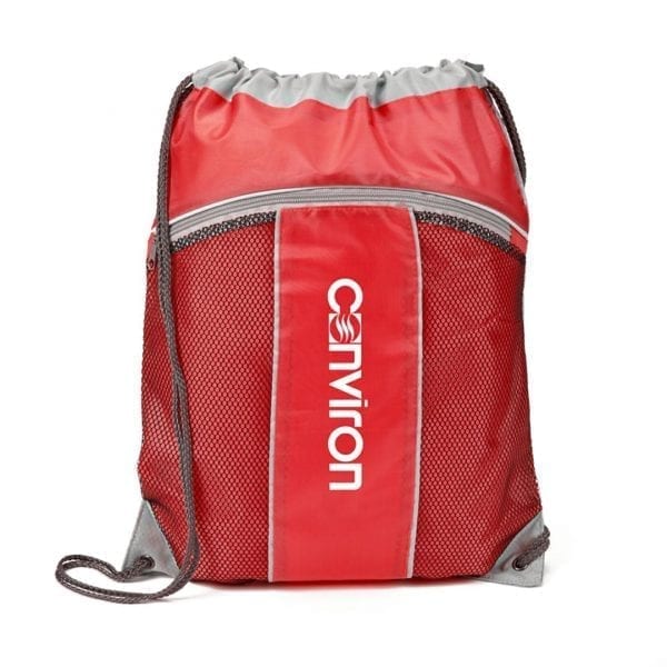 Two Tone Mesh & Nylon Cinch Bag