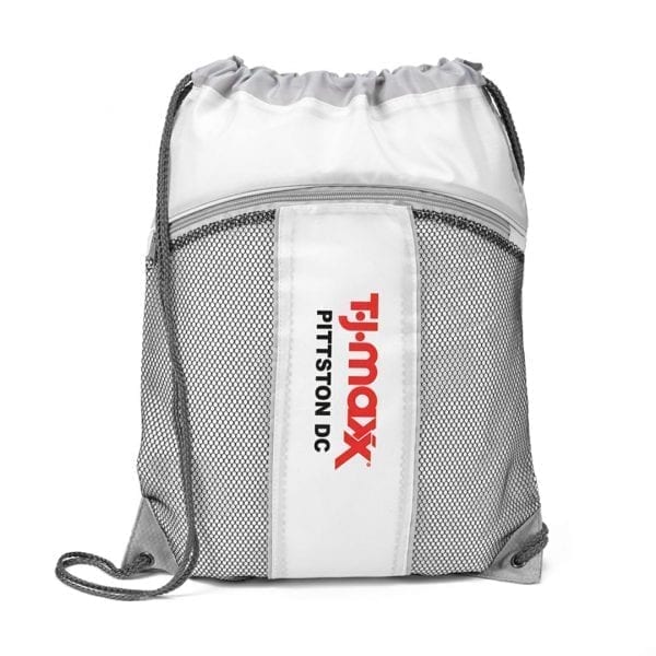 Two Tone Mesh & Nylon Cinch Bag - Image 13