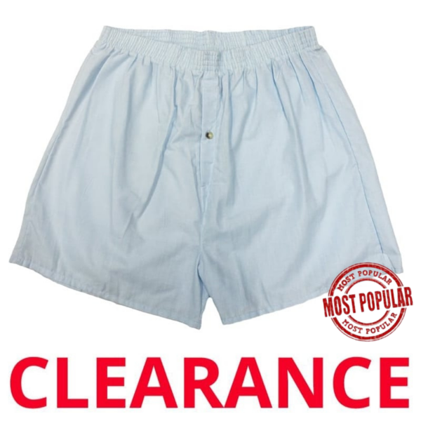 Wholesale Men’s Woven Cotton Blue Boxer Shorts (Size 4XL)