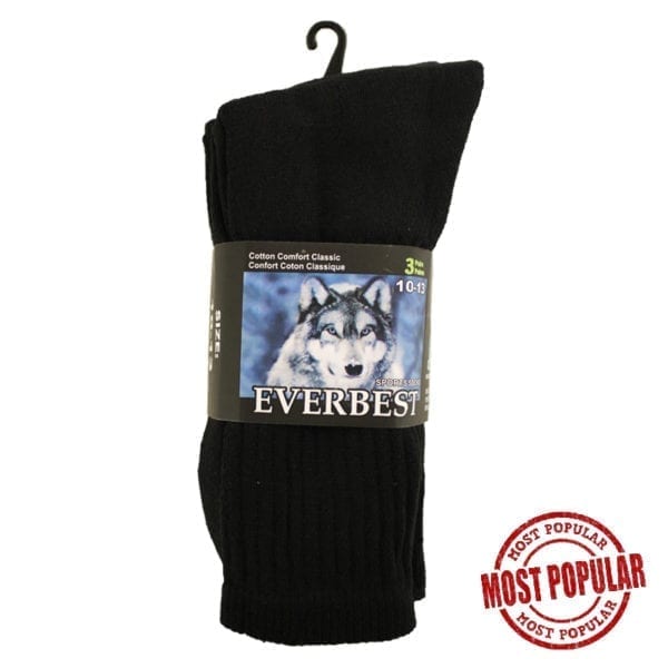 Wholesale Men's Black Sport Socks 3 Pair Pack ($1.10 Each)