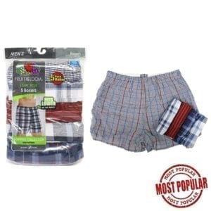 Wholesale fruit of loom 5-Pack Men's Low Rise Plaid Woven Boxers Size: Large