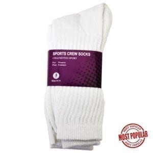 Wholesale Ladies' 3 Pack White Sports Socks (Size 9-11)