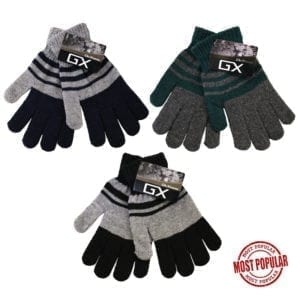 Wholesale Adult Striped Heavy Knit Gloves