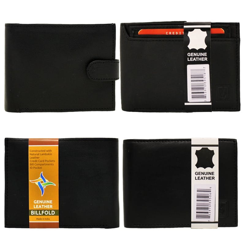 Wholesale Men's Black Leather Wallets Assorted Styles Bargains Group