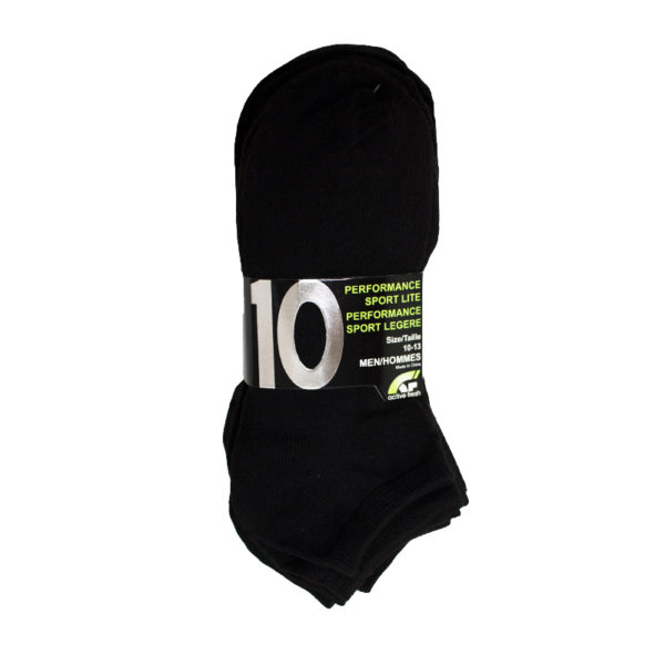 Wholesale Men's Low-Cut, Black Socks,  10-Pack - Size: 10-13 ($0.95 each) - Image 2