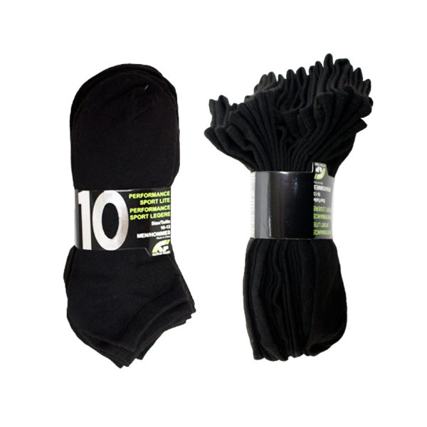 Wholesale Men's Low-Cut, Black Socks,  10-Pack - Size: 10-13 ($0.95 each) - Image 4