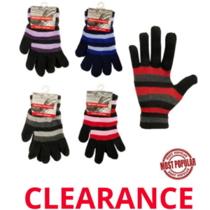 Wholesale Ladies/Teen Striped Magic Gloves