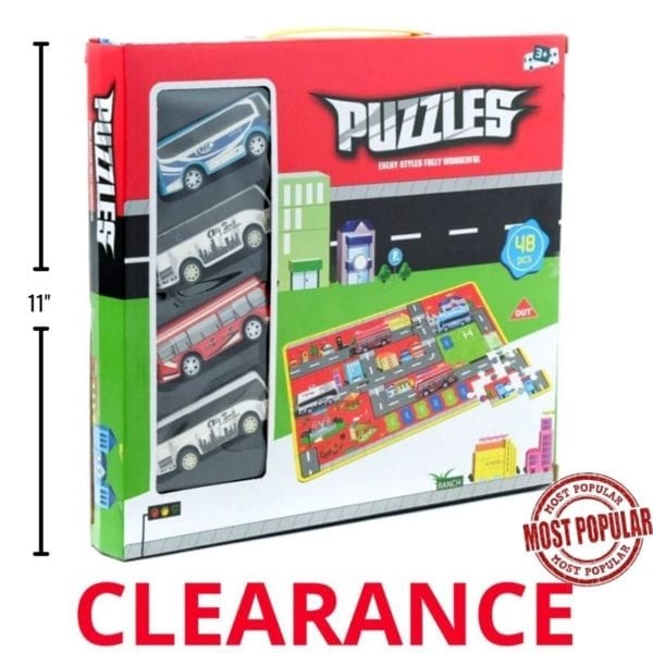 Wholesale Puzzle Mat With 4 Assorted Buses - 48 Pieces