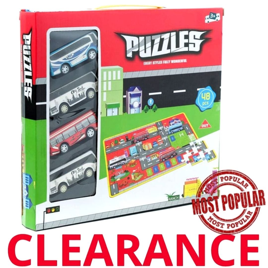 Wholesale Puzzle Mat With 4 Assorted Buses 48 Pieces Bargains Group