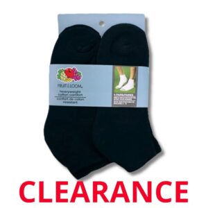 Wholesale Men’s_Youth 4 Pack Fruit of The Loom Black Ankle Socks ($1.25 each)