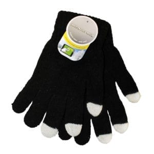 Wholesale Adult / Unisex Black Knit Touch Glove