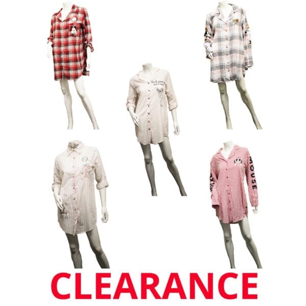 Wholesale Brand Name Ladies Disney Plaid Flannel Sleep Shirt/Nightgown