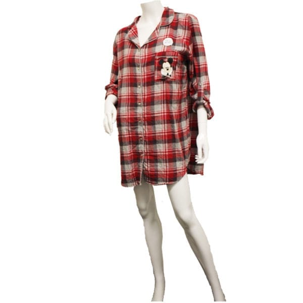 Wholesale Brand Name Ladies Disney Plaid Flannel Sleep Shirt/Nightgown - Image 2