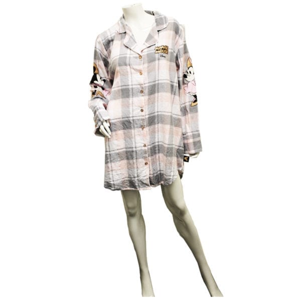 Wholesale Brand Name Ladies Disney Plaid Flannel Sleep Shirt/Nightgown - Image 3