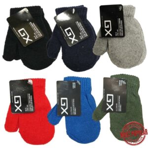 Wholesale Boy's Toddler Knit Mittens, Asst Colours