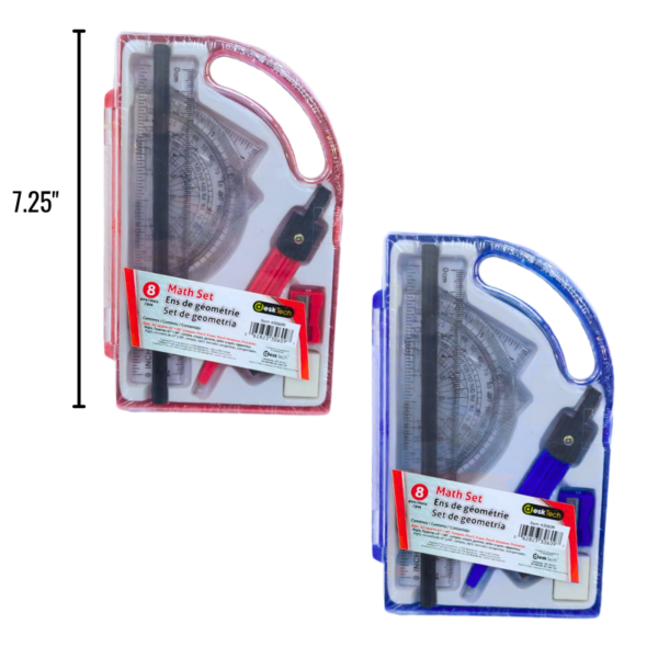 Wholesale 8-Piece Math Set in Plastic Case ($0.38 Each)