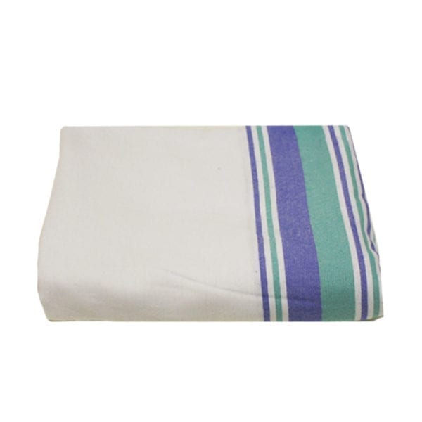 Wholesale White Flannel Blanket W/ Multi-colour Stripes 72" x 90"