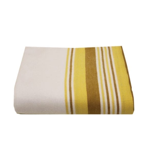 Wholesale White Flannel Blanket W/ Golden Stripes 72" x 90"