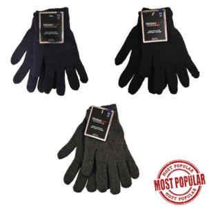 Wholesale Men’s Fully Lined Double-Layered Knit Gloves - Asst Colours