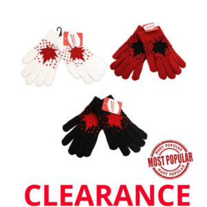 Wholesale Adult Knit Gloves with Maple Leaf Pattern, 3 colours assorted