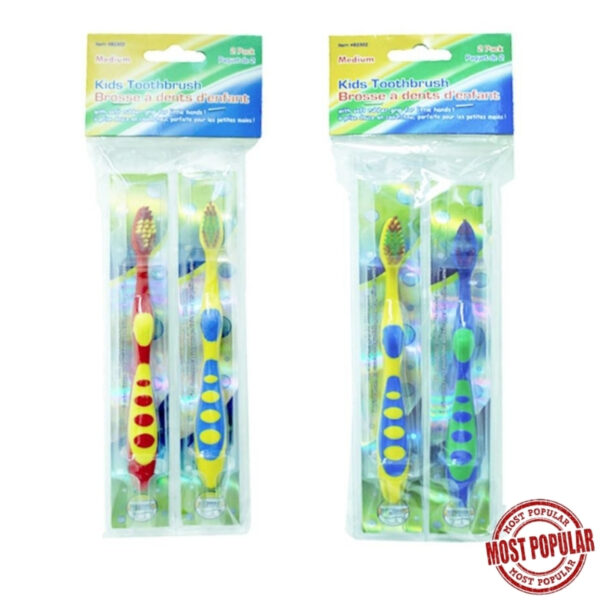 Wholesale Kid's Toothbrush- 2 Pack, Asst Colours ($0.83 each)