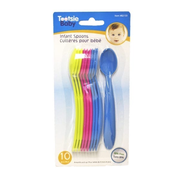 Wholesale Tootsie Baby Infant Spoons Asst. Colours - 10 Pack