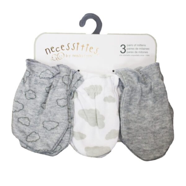 Wholesale Baby Cotton Scratch Mitts, 3-Pack – Asst. Colours (0-3 Months)