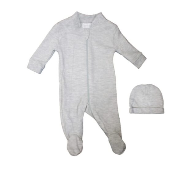 Wholesale Preemie Sleeper With Hat, 2-Piece Set – Light Grey ($6.00 each)