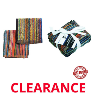 Wholesale Dark Stripes Face ClothTowel - 5 Pack ($0.90 each)