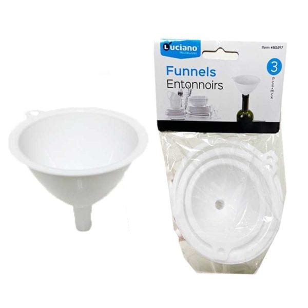 Wholesale 3-Pack Plastic Funnel Set ($0.83 each)