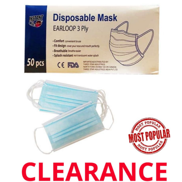 Wholesale 3-Ply Non-Medical & Disposable Protective Face Masks – 50 Pack ($0.20 Each)