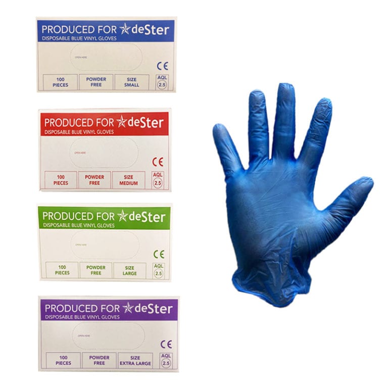 Wholesale Assorted Blue Vinyl Disposable Gloves Small to XLarge