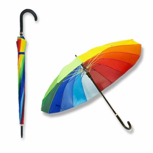 Wholesale Multicolour/Rainbow Umbrella with U-Handle - Image 2