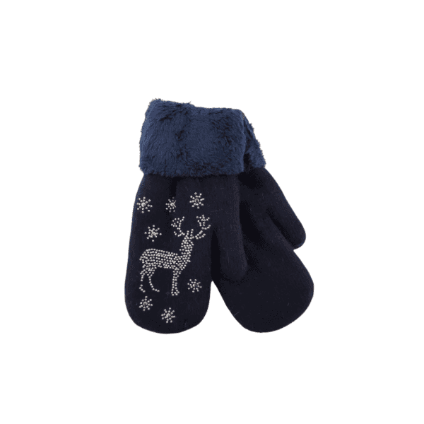 Wholesale Ladies' Winter Mitten with Cuff and Jewels - Assorted Colours - Image 3