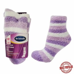 Wholesale Dr. Scholl’s Ladies’ Spa Slipper Socks with Grippers, 2-Pack – Purple, Size 4-10 ($2.50 Each)