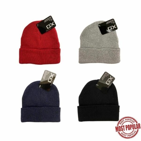 Wholesale Toddler Boy's Knit Toques/Winter Hats with Cuff - Asst Colours (Size 2-3 Years)