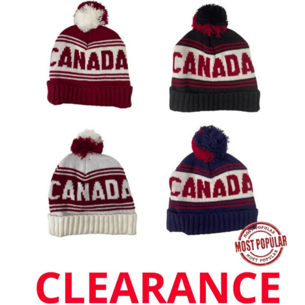 Wholesale Canada Adult Winter HatsToque with PomPom - Assorted Colours