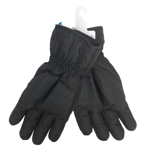 Wholesale Adult Brand Name Ski Gloves- Black with Velcro Cuff & Pleat (Size S-XL) - Image 2