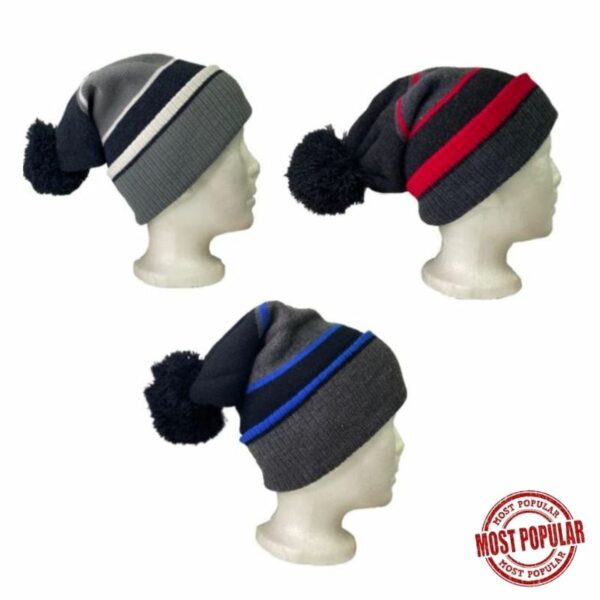 Wholesale Adult Brand Name Knit Hat/Toque With Pom Pom-3 Assorted Colours