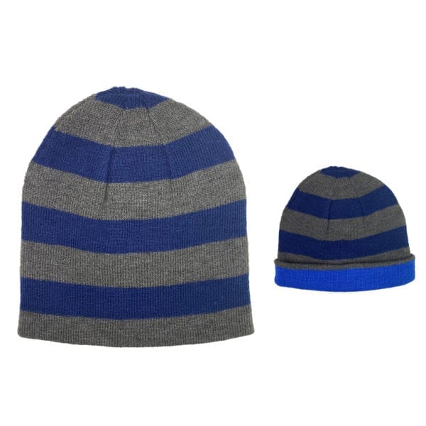 Wholesale Adult Brand Name Reversible Toque/Beanie With Wide Stripes- 3 Assorted Colours - Image 3