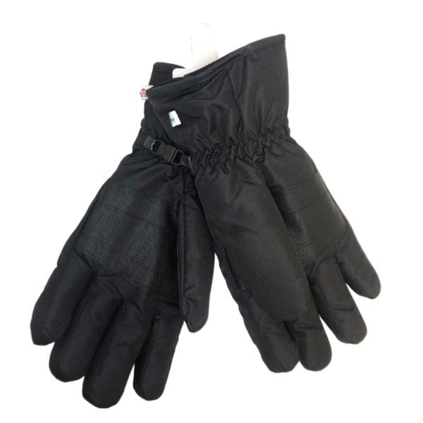 Wholesale Men's Brand Name Ski Gloves- Black with Velcro Cuff - (Size S-XL) - Image 2
