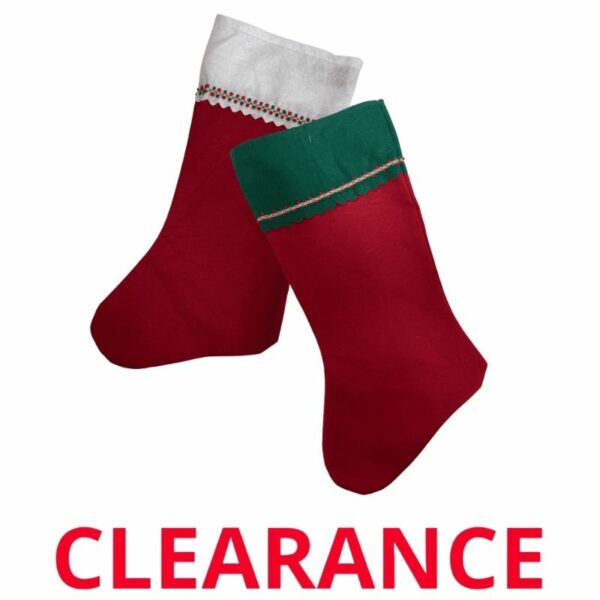 Wholesale Felt Christmas Stocking With Trim 19'' - 2 Assorted Colours