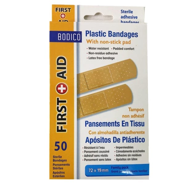 Wholesale Plastic Bandage with Non-Stick Pad - 50 pack ($0.04 each)