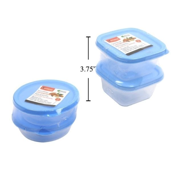 Wholesale 2 Pack Food Storage Set with Lids (7 oz.) Round and Square Assorted.