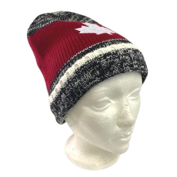 Wholesale Adult Knit Canada Winter Hats/Toque with Leaf and Stripe - Image 2